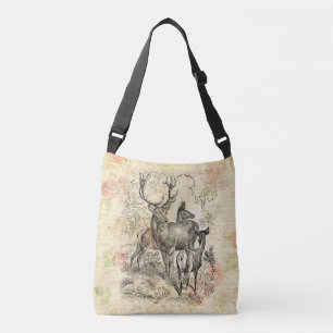 Sac Ajustable Famille de cerfs joli script floral
