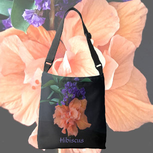 Sac Ajustable Fancy Orange Hibiscus Blossom Noir Personnalisé