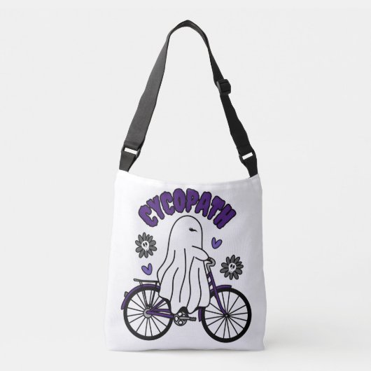 Sac Ajustable Fantôme d'Halloween Cycopath sur un vélo violet (Devant)