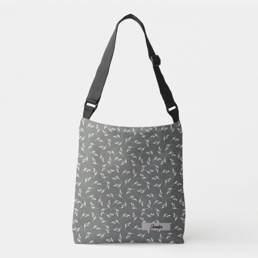 Sac Ajustable Farmhouse Grey Personnaliser Nom Spray de Feuilles (Devant)