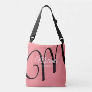 Sac Ajustable femme rose initiale & nom élégant