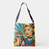 Sac Ajustable Femmes et chat dans l'art pop cartoon (Dos)