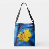 Sac Ajustable Feuille d'érable jaune en bleu (Dos)