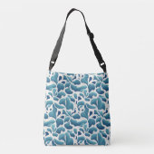 Sac Ajustable Feuilles Abstraits blancs et bleus | Motif côtier (Dos)