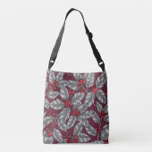 Sac Ajustable Feuilles gris sur rouge foncé (Dos)