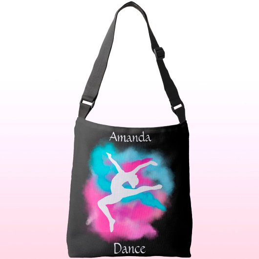 Sac Ajustable Filles Danse Leap rose Bombe couleur bleu avec nom