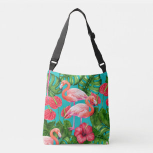 Sac Ajustable Flamant rose et aquarelle du jardin tropical