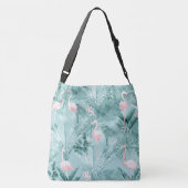 Sac Ajustable Flamant rose Orchidée Tropical Motif Turquoise ID8 (Dos)