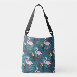 Sac Ajustable Flamant rose, toucan : motif de feuilles tropicale