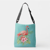 Sac Ajustable Flamant Tropical Floral Bleu Aqua (Devant)