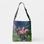 Sac Ajustable Flamants roses bleus classiques Feuilles verts (Dos)