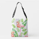 Sac Ajustable Flamants roses et feuilles tropicaux (Dos)