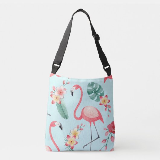 Sac Ajustable Flamants roses Fleurs tropicales Motif aquarelle (Devant)