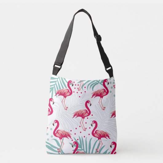 Sac Ajustable Flamingo tropical et feuille, motif d'été. (Devant)