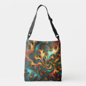 Sac Ajustable Flammes de couleur : danse fractale sarcelle, or e (Dos)