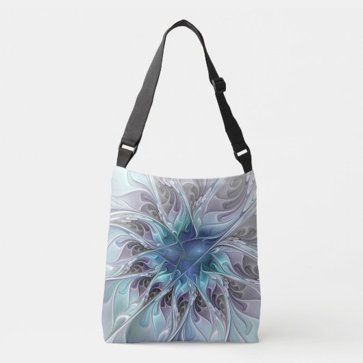 Sac Ajustable Fleur Abstraite Fractale Moderne Avec Bleu (Devant)