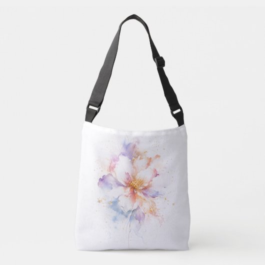Sac Ajustable Fleur d'aquarelle pastel avec accents dorés Art (Devant)