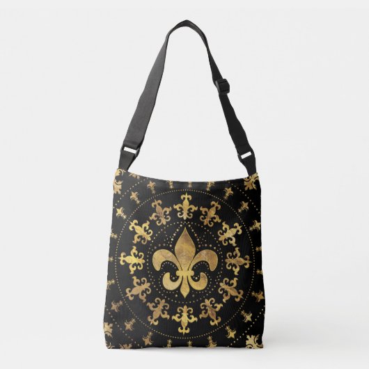 Sac Ajustable Fleur de lis - ornement circulaire - Or et noir (Devant)