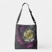 Sac Ajustable Fleur fractale grise pourpre moderne abstraite (Dos)
