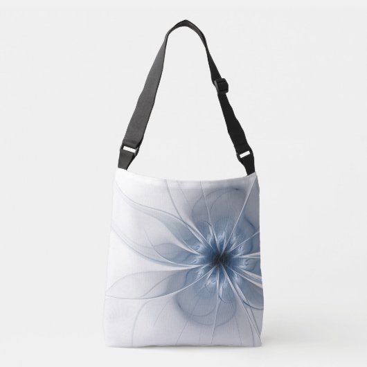 Sac Ajustable Fleur imaginaire fractale bleue douce et tendresse (Devant)