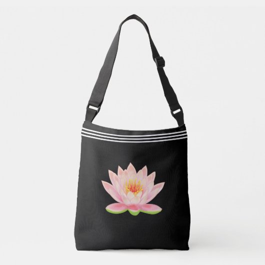 Sac Ajustable Fleur Lotus personnalisée en noir (Devant)