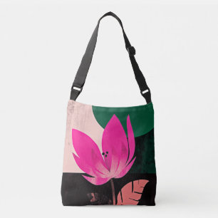 Sac Ajustable Fleur rose audacieuse sur fond noir