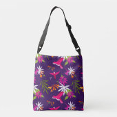 Sac Ajustable Fleur tropicale de colibri à motif rose pourpre (Dos)