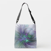 Sac Ajustable Fleur vert violet Art Abstrait moderne Fractal (Dos)