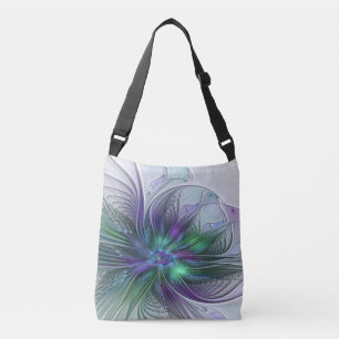 Sac Ajustable Fleur vert violet Art Abstrait moderne Fractal