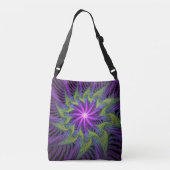 Sac Ajustable Fleur verte violette Art fractal abstrait moderne (Dos)