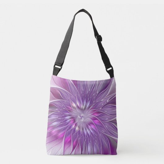 Sac Ajustable Fleur violette rose, art fractal abstrait passionn (Devant)