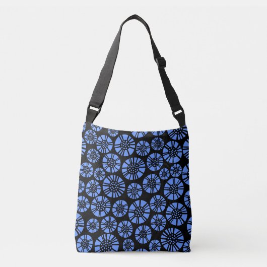 Sac Ajustable Fleurs Abstraites 031023 - Bleu bébé sur noir (Devant)