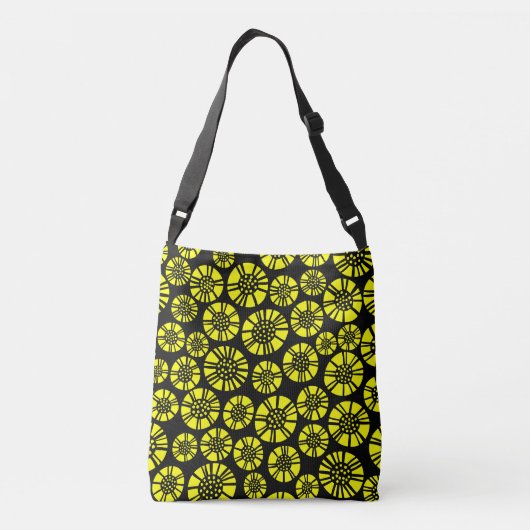 Sac Ajustable Fleurs Abstraites 031023 - Jaune sur Noir (Dos)