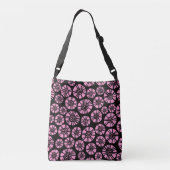 Sac Ajustable Fleurs Abstraites 031023 - Rose sur Noir (Dos)