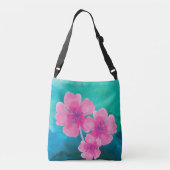 Sac Ajustable Fleurs Aquarelles Pinkish Avec Base Vert Bleu (Dos)