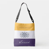 Sac Ajustable Fleurs Chic Ajouter Votre Nom Jaune Violet Béni (Dos)