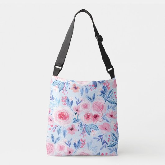 Sac Ajustable Fleurs d'aquarelle et feuilles 2 (Devant)