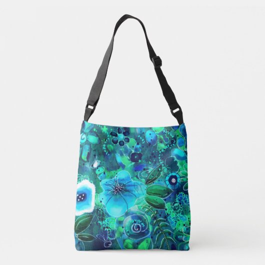 Sac Ajustable Fleurs d'art Abstrait Turquoise bleu (Dos)