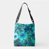 Sac Ajustable Fleurs d'art Abstrait Turquoise bleu (Devant)