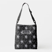 Sac Ajustable Fleurs d'art Abstraites en ligne blanche sur noir (Dos)