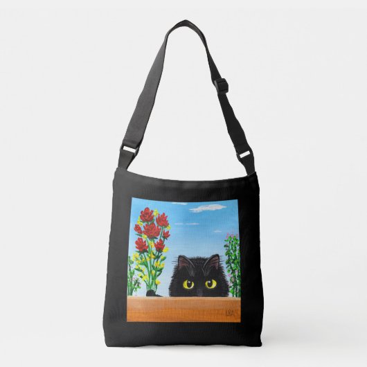Sac Ajustable Fleurs de chats noirs (Devant)