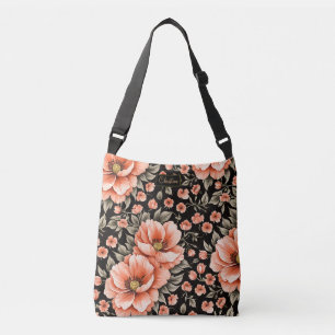 Sac Ajustable Fleurs de corail sur noir