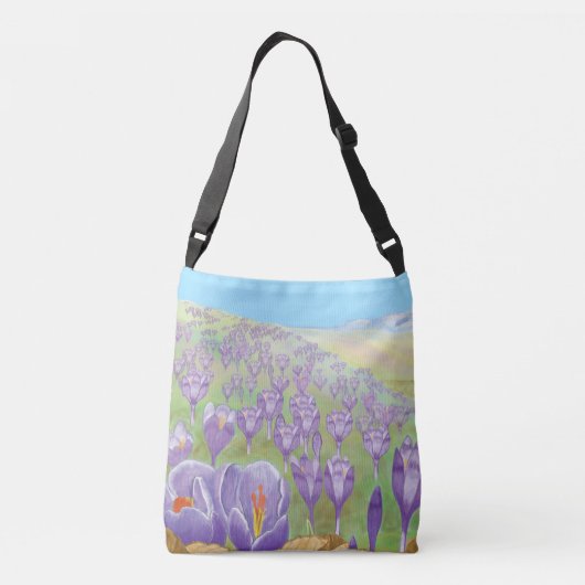 Sac Ajustable Fleurs de Crocus pourpres sur Spring Hill Illustra (Dos)