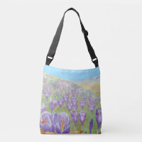 Fleurs de Crocus pourpres sur Spring Hill Illustra