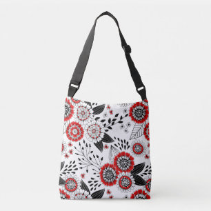 Sac Ajustable Fleurs de gribouillis et feuilles en rouge et noir