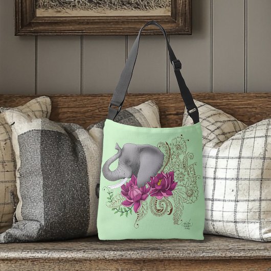 Sac Ajustable Fleurs de lotus henné éléphant