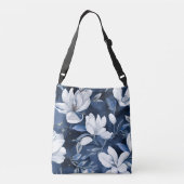Sac Ajustable Fleurs de magnolia blanches, fond bleu (Dos)