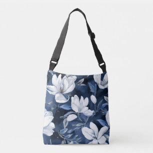 Sac Ajustable Fleurs de magnolia blanches, fond bleu