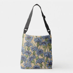 Sac Ajustable Fleurs de maïs bleues, fleurs sauvages sur le jaun