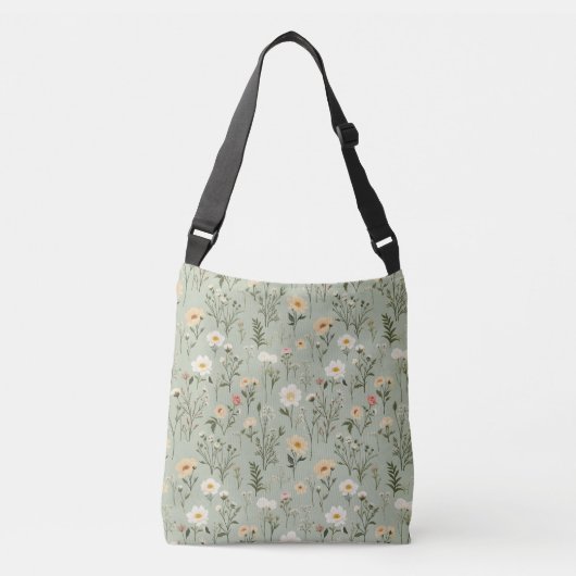 Sac Ajustable Fleurs de prairie sur vert (Devant)